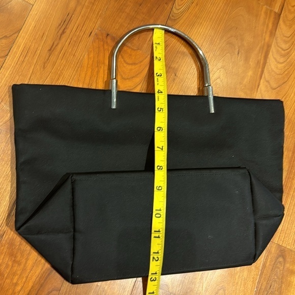 Guess Black Nylon Canvas Silver Tone Handles Handbag Small Tote Purse Y2K 90s - Picture 8 of 11
